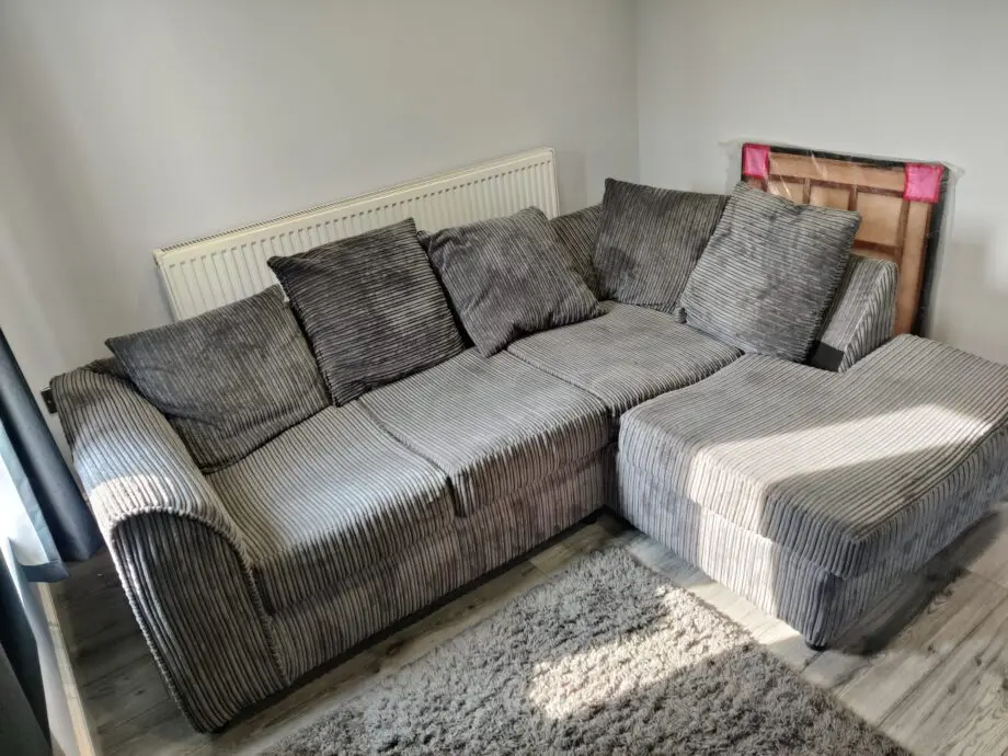 Desmond Jumbo cord corner sofa , Grey colour ,4 seater