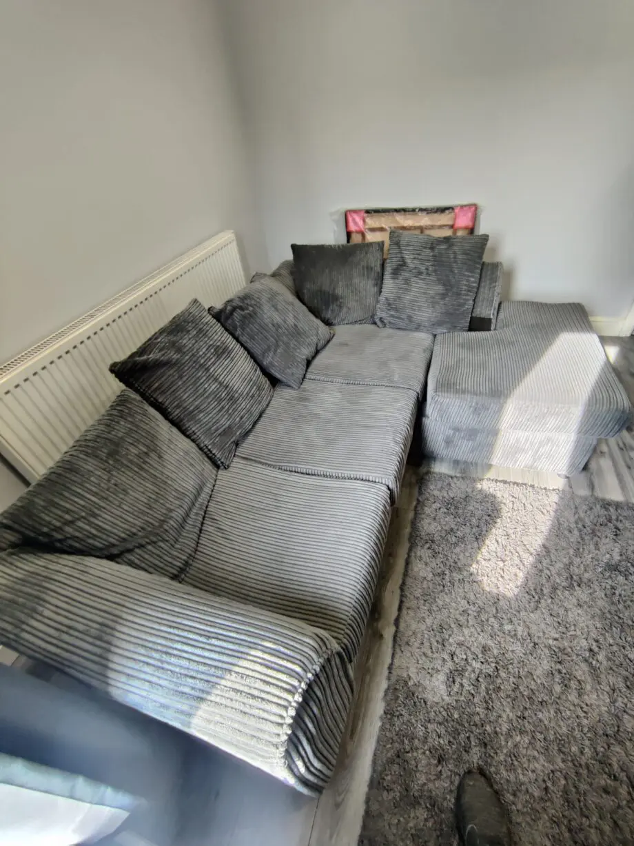 Desmond Jumbo cord corner sofa , Grey colour ,4 seater