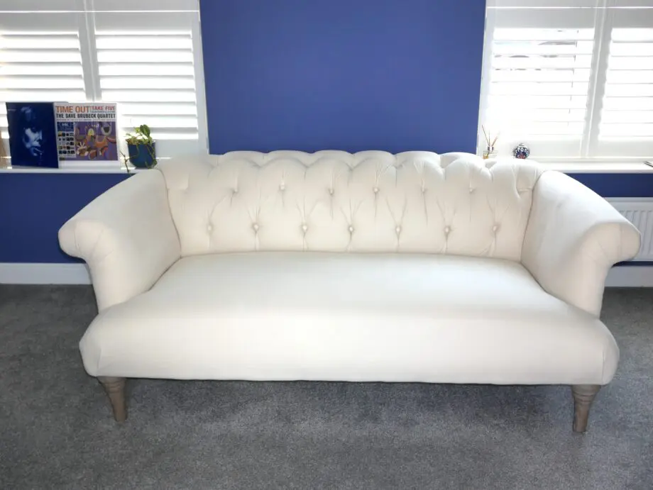 Loaf Medium Dixie Sofa In Oat Brushed Cotton With Tall Legs Chesterfield Modern