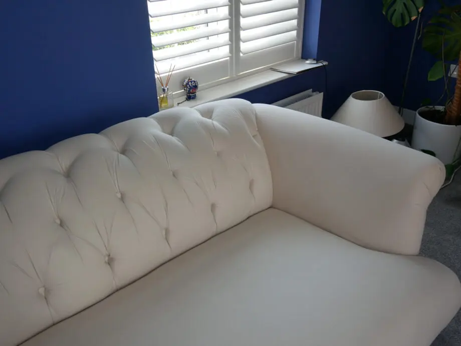 Loaf Medium Dixie Sofa In Oat Brushed Cotton With Tall Legs Chesterfield Modern