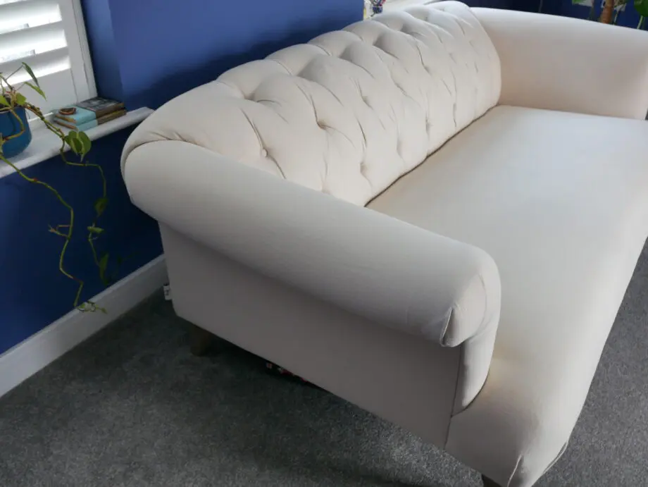 Loaf Medium Dixie Sofa In Oat Brushed Cotton With Tall Legs Chesterfield Modern