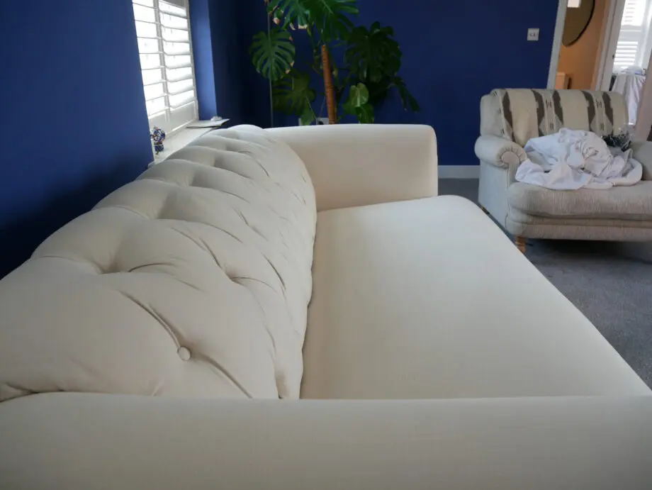 Loaf Medium Dixie Sofa In Oat Brushed Cotton With Tall Legs Chesterfield Modern
