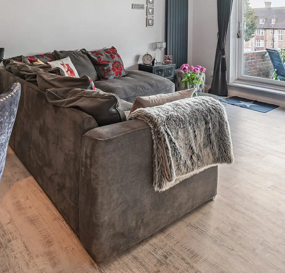 DFS Large Grey Fabric Corner Sofa