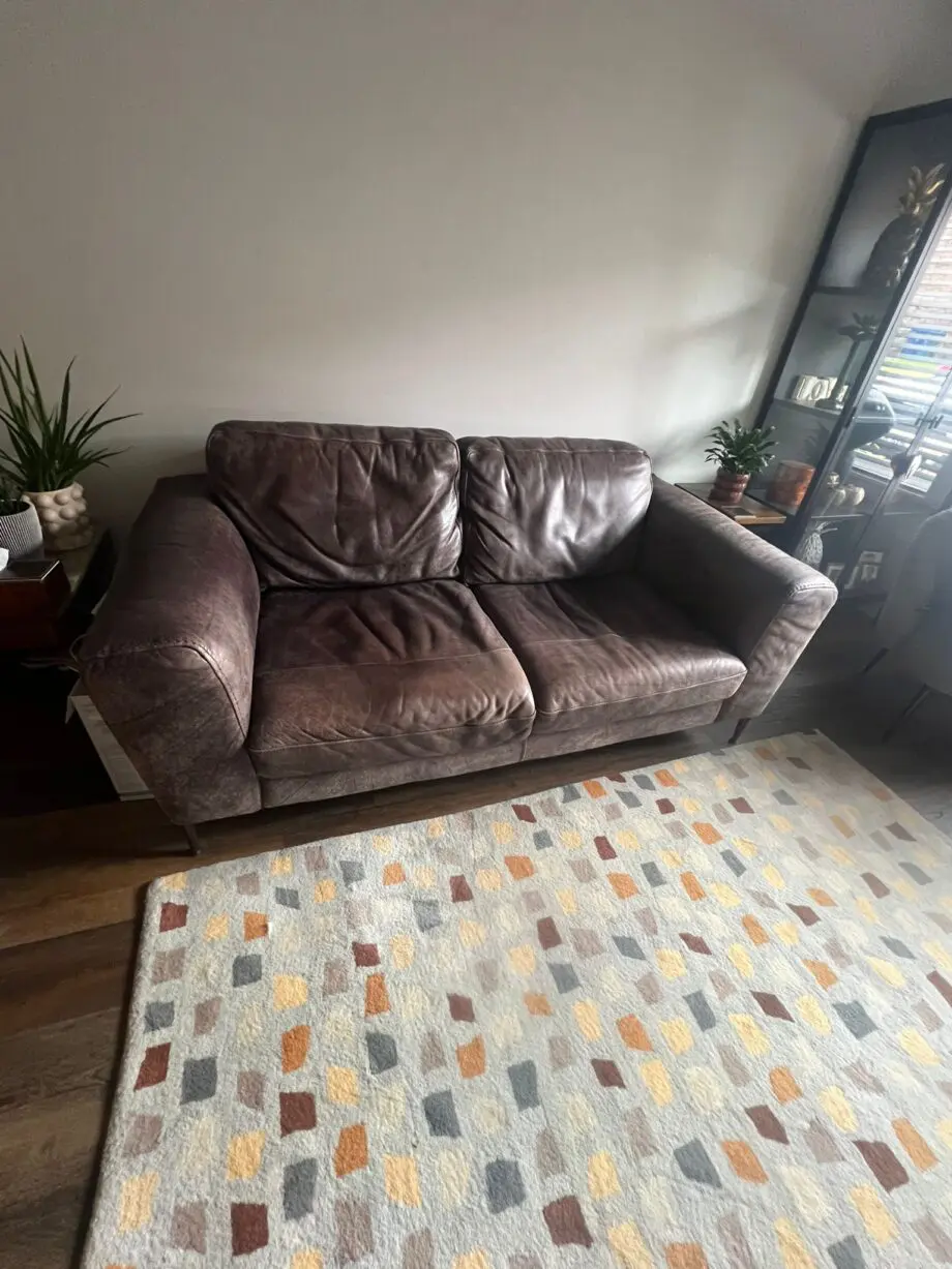 Barker and Stonehouse Brown Troy Leather 2 Seater Sofa