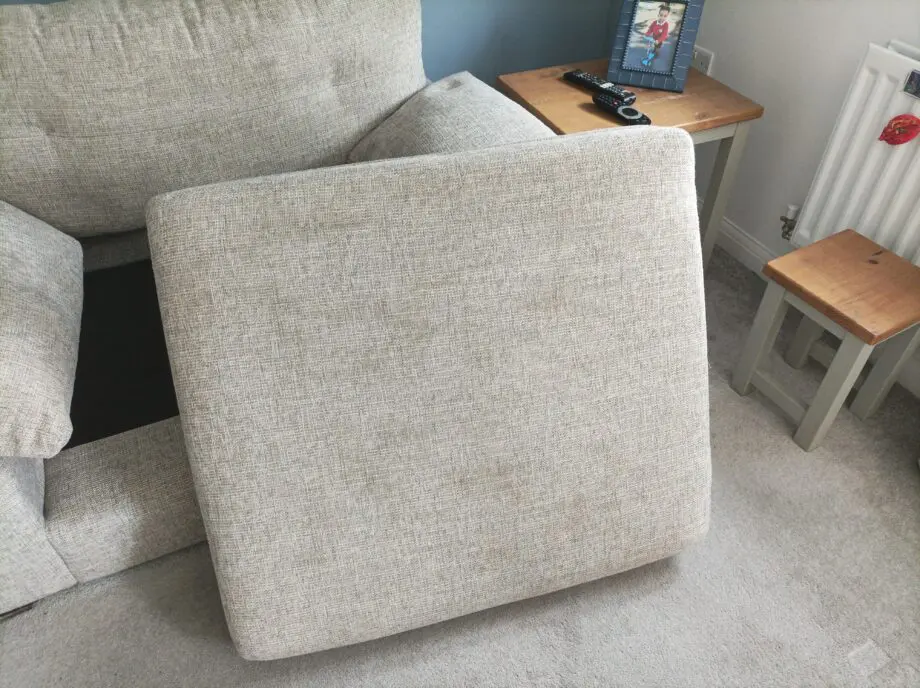 2 piece suite in grey: One large armchair+ 2 seat couch