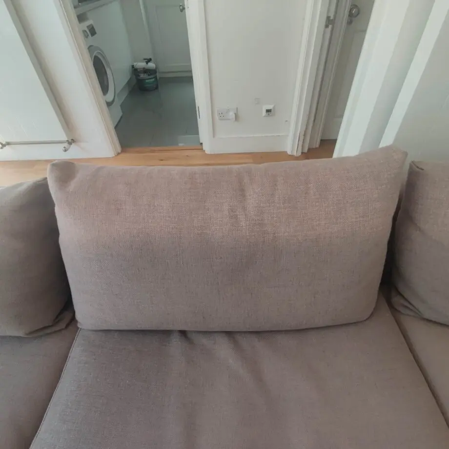 Quality large L shaped "Camerich" sofa - fabric in grey (some sun lightening note)