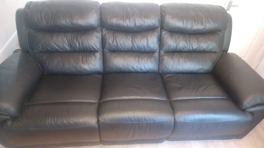 Black Leather DFS 3-seater recliner sofa