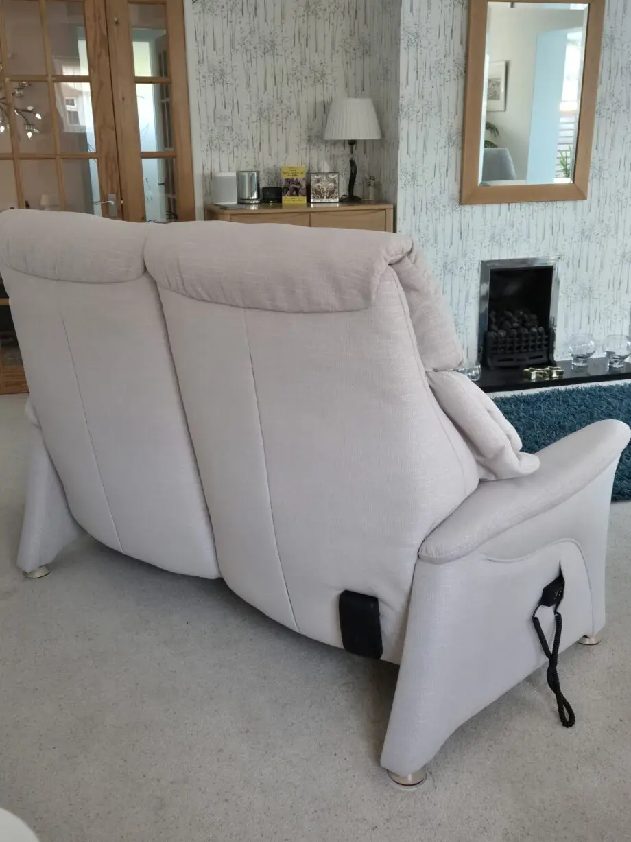 Himolla Chester Sofas - quality made in Germany, neutral colour. The 2-seater has 2 individually powered reclining controls