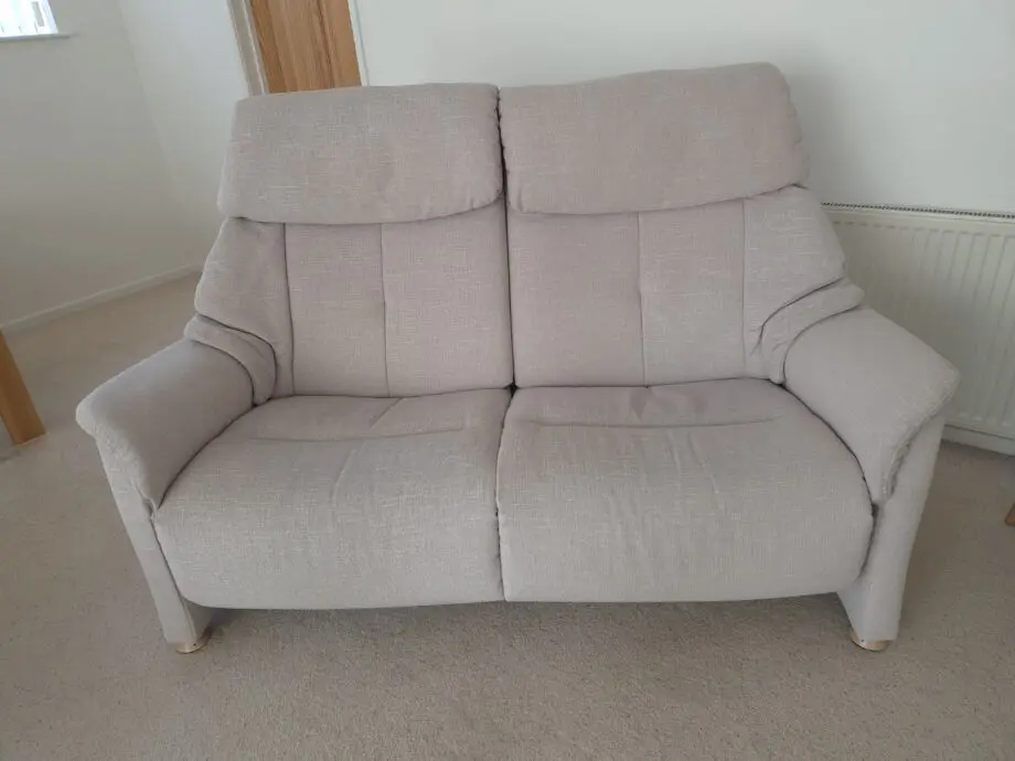 Himolla Chester Sofas - quality made in Germany, neutral colour. The 2-seater has 2 individually powered reclining controls
