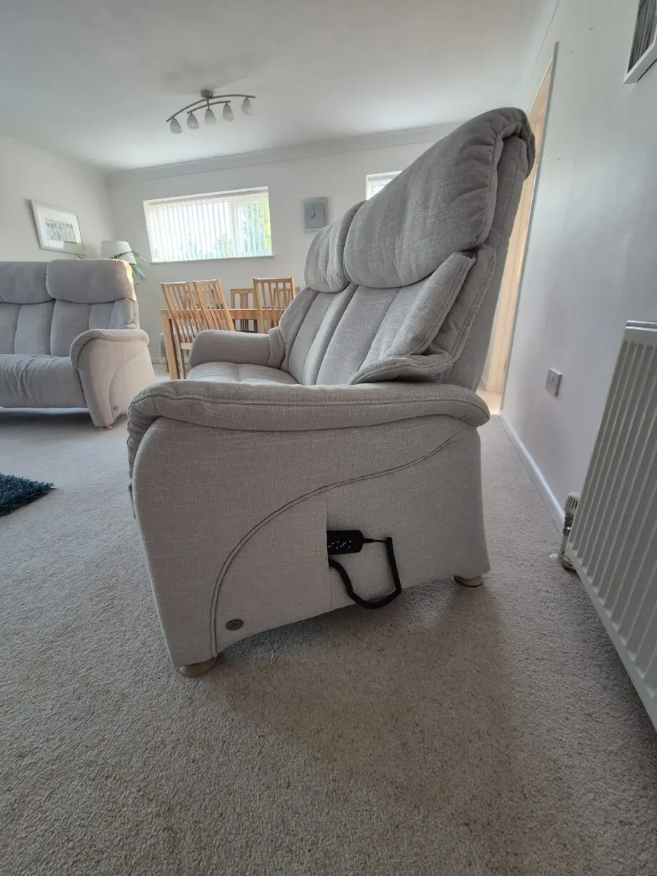 Himolla Chester Sofas - quality made in Germany, neutral colour. The 2-seater has 2 individually powered reclining controls