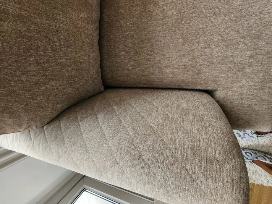 Beige fabric left hand corner sofa