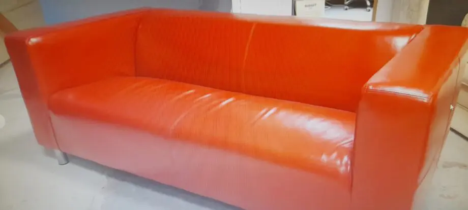 Red leather 3-seat sofa