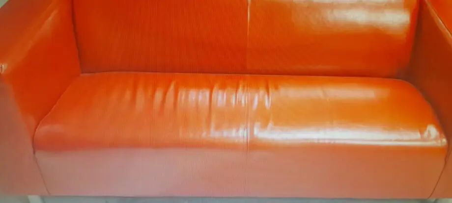 Red leather 3-seat sofa