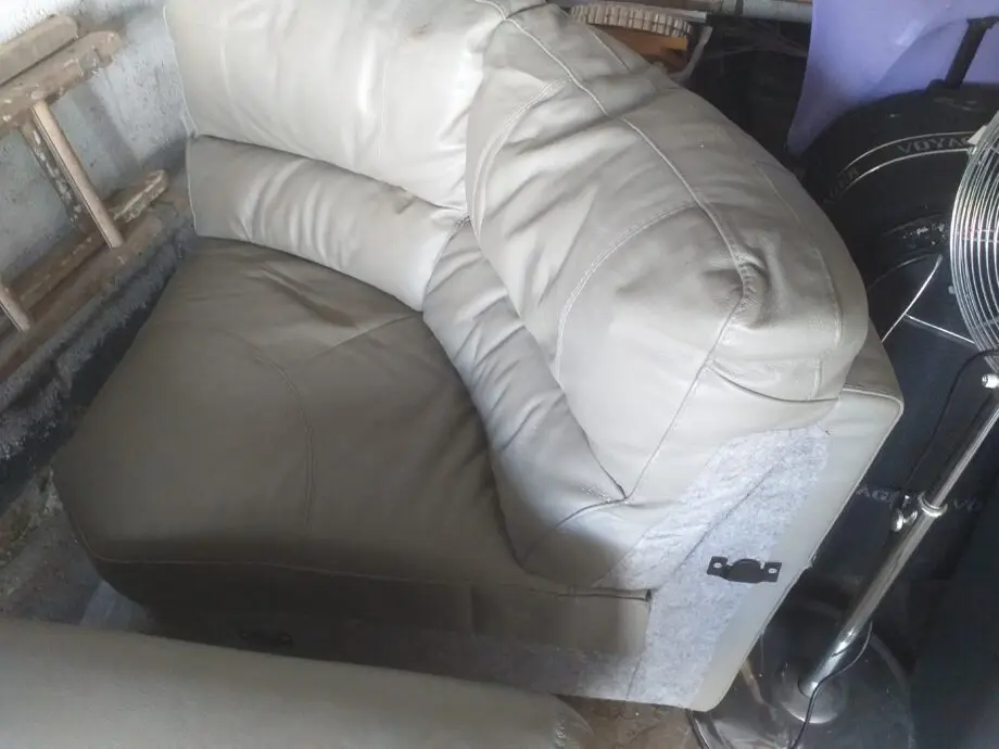 Grey leather corner unit and electric recliner chair