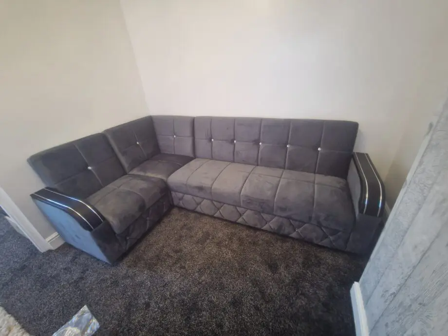 Grey suade sofa set