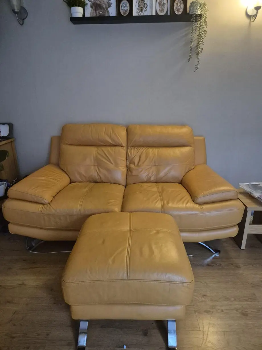 Harvey's Islington Mustard Yellow Sofa and matching Footstool