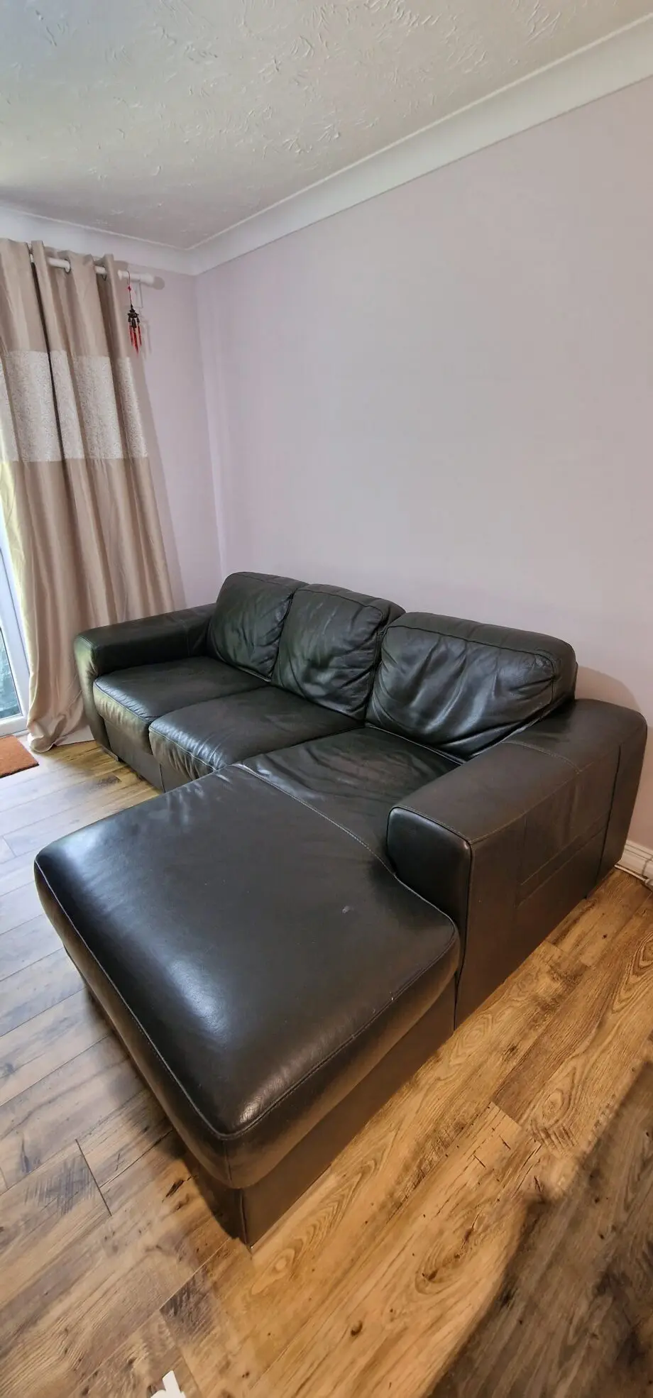 Black 3 seater L shaped sofa + Ottoman with storage