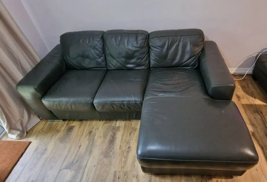 Black 3 seater L shaped sofa + Ottoman with storage