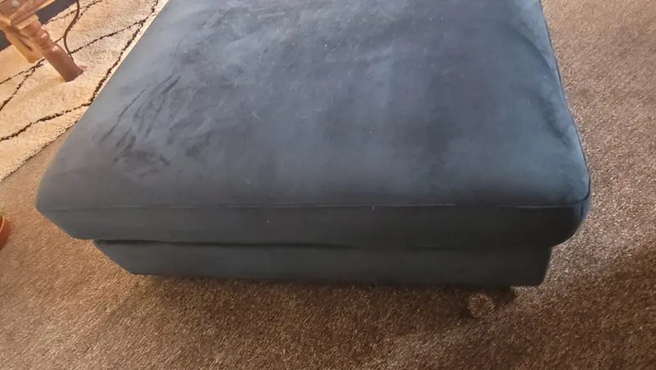 DFS Blue Velvet Corner sofa, Pouffe and Love Seat