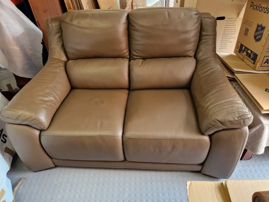 Italian Leather Brown Two Seater Sofa