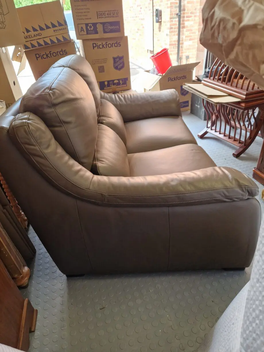 Italian Leather Brown Two Seater Sofa