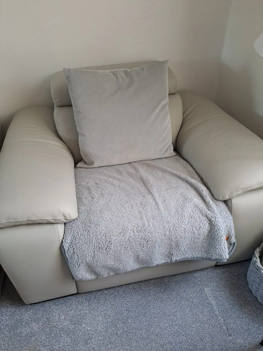 SCS Pearl Grey leather 3 piece suite