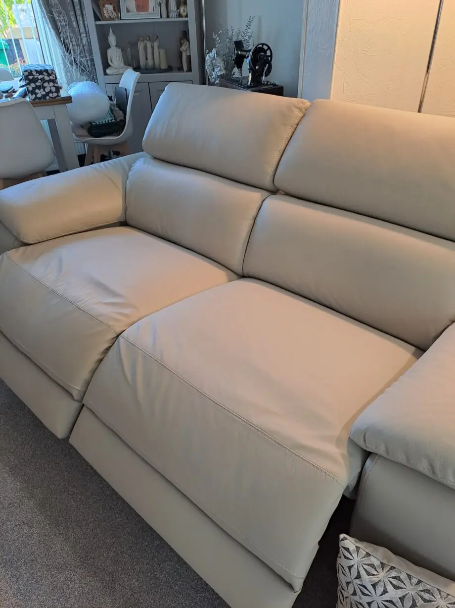 SCS Pearl Grey leather 3 piece suite