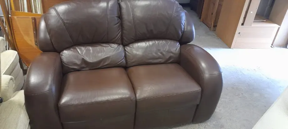 2 seat brown leather recliner sofa