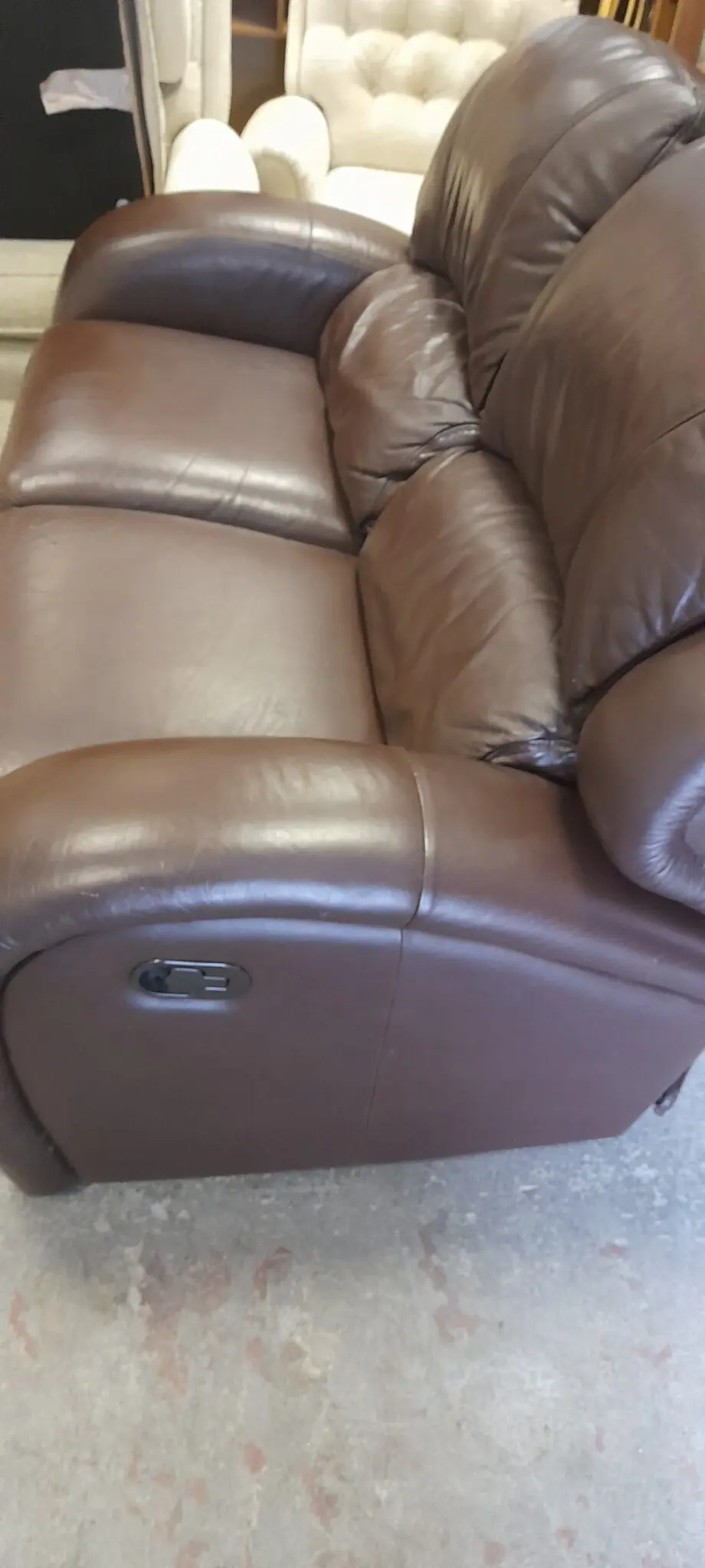 2 seat brown leather recliner sofa