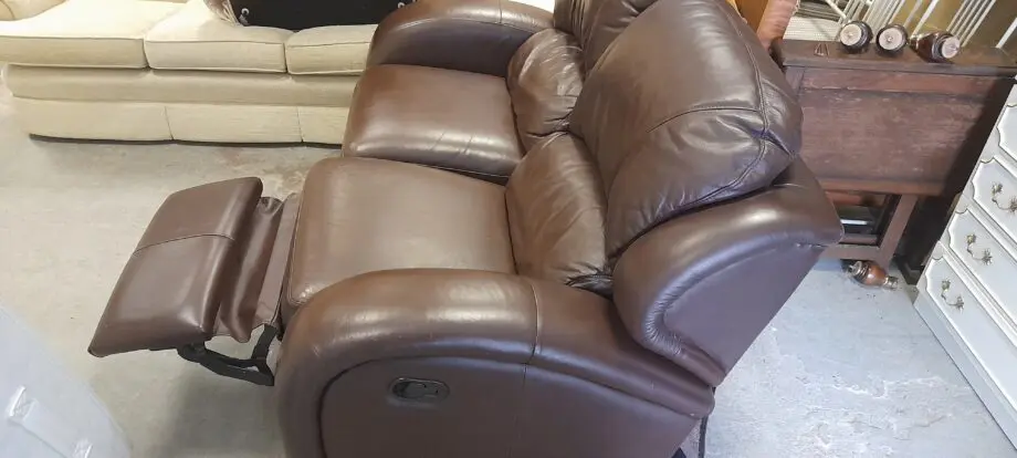 2 seat brown leather recliner sofa