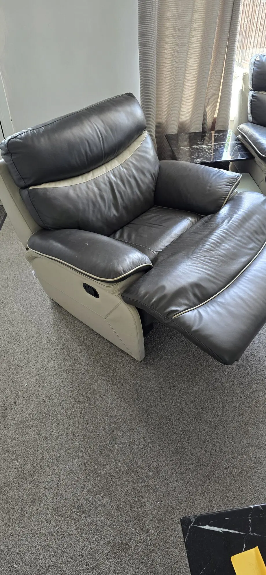 Black and Grey Lazyboy Leather Recliner chair