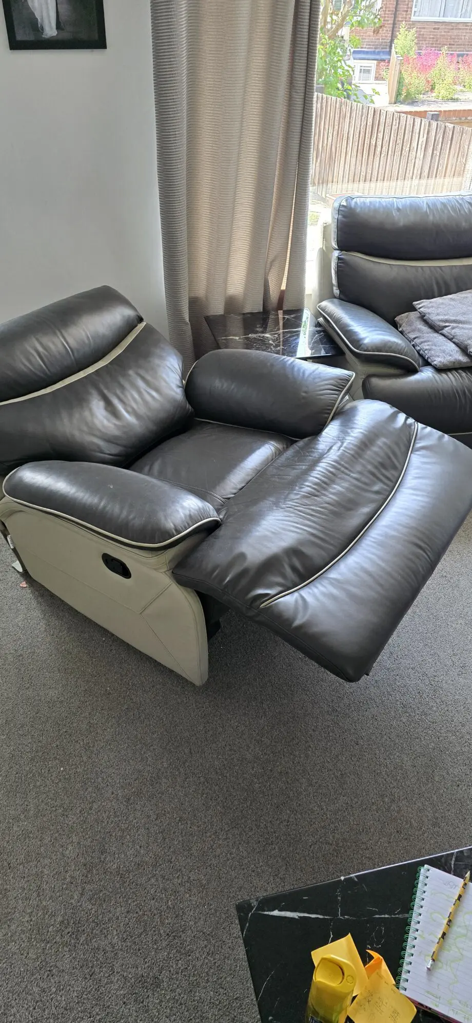 Black and Grey Lazyboy Leather Recliner chair