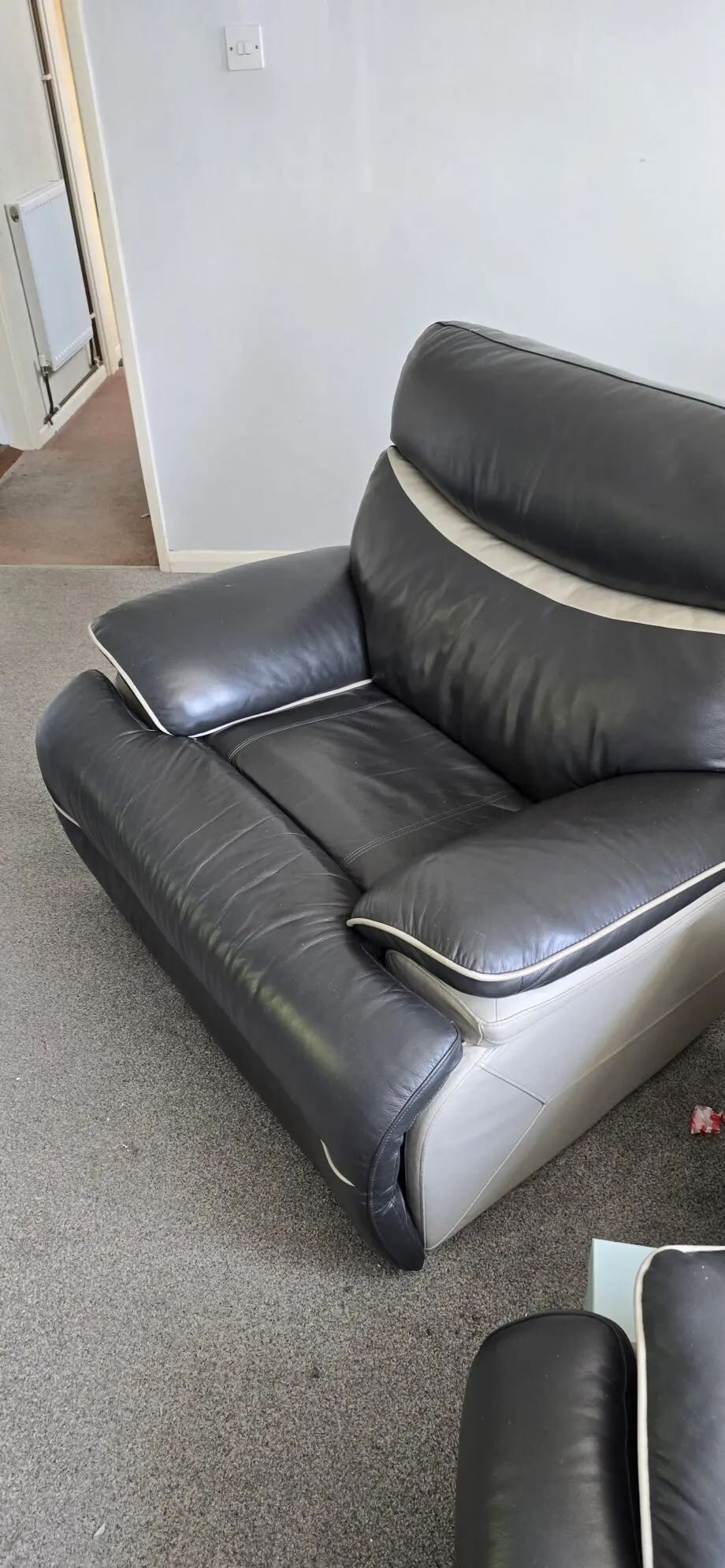 Black and Grey Lazyboy Leather Recliner chair