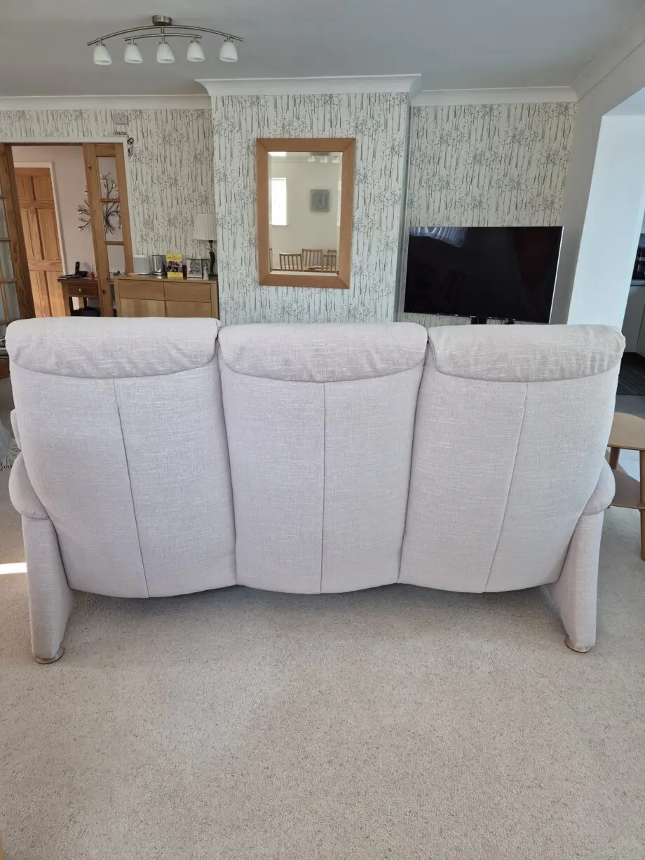 Himolla Chester Sofas - quality made in Germany, neutral colour. The 2-seater has 2 individually powered reclining controls