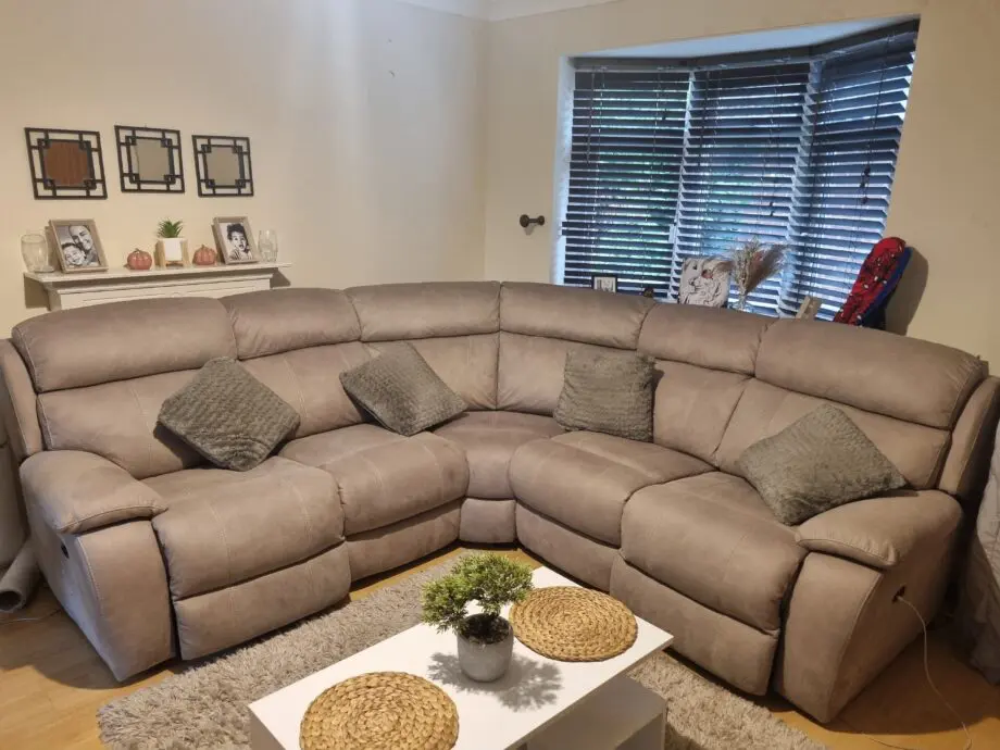 5 Seater Soft Suede Beige Corner Sofa