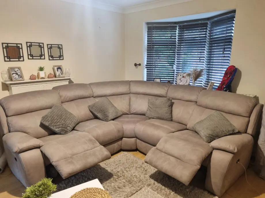 5 Seater Soft Suede Beige Corner Sofa