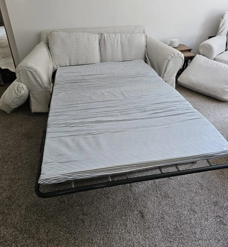 Beige Oatmeal sofa bed and armchair