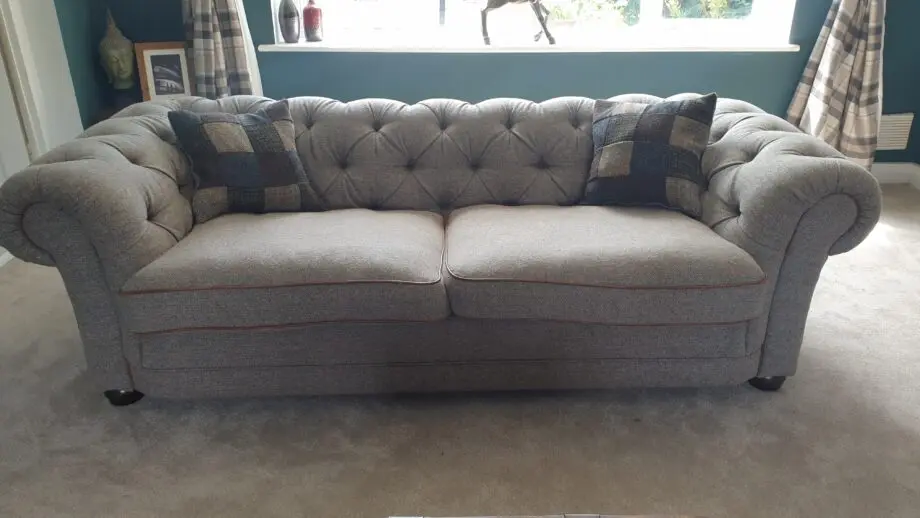 Tetrad Castlebay Sofa Harris Tweed and leather piping. RRP £3344