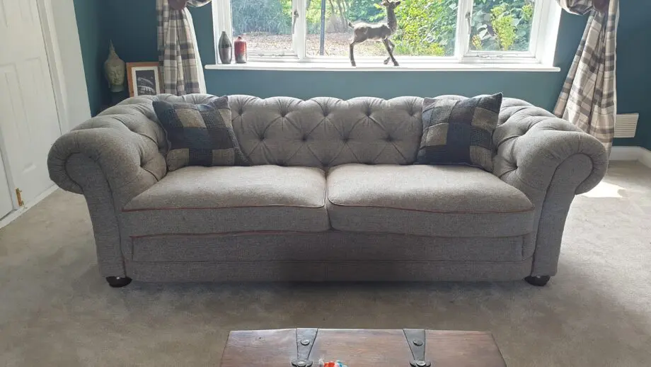 Tetrad Castlebay Sofa Harris Tweed and leather piping. RRP £3344