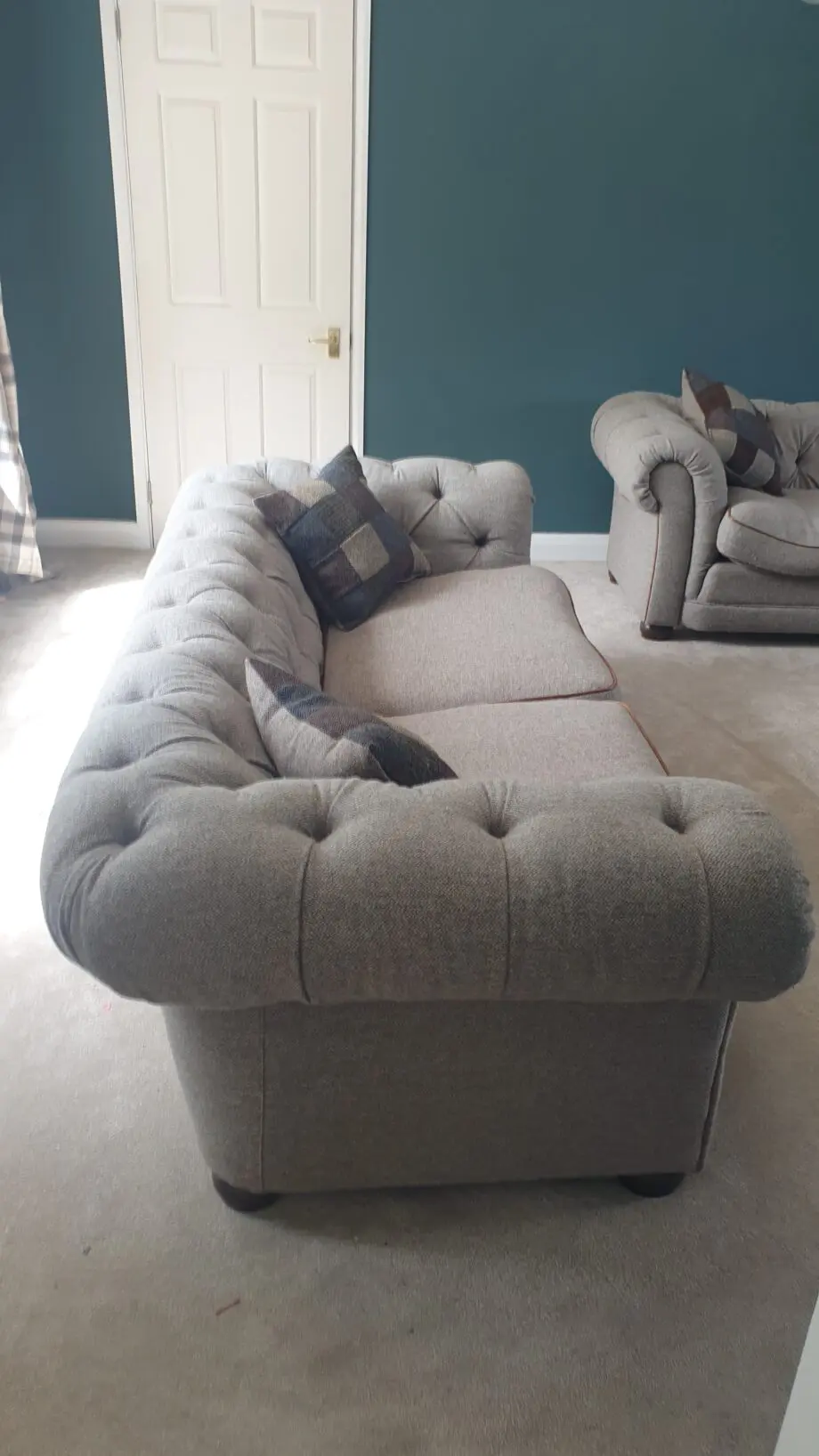 Tetrad Castlebay Sofa Harris Tweed and leather piping. RRP £3344