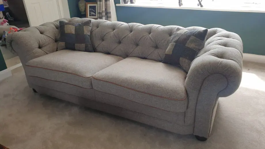 Tetrad Castlebay Sofa Harris Tweed and leather piping. RRP £3344