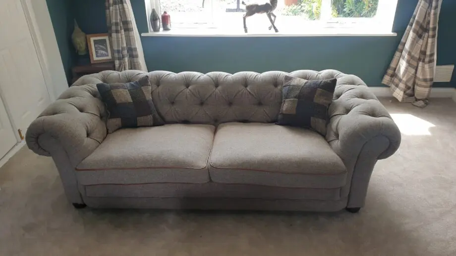 Tetrad Castlebay Sofa Harris Tweed and leather piping. RRP £3344