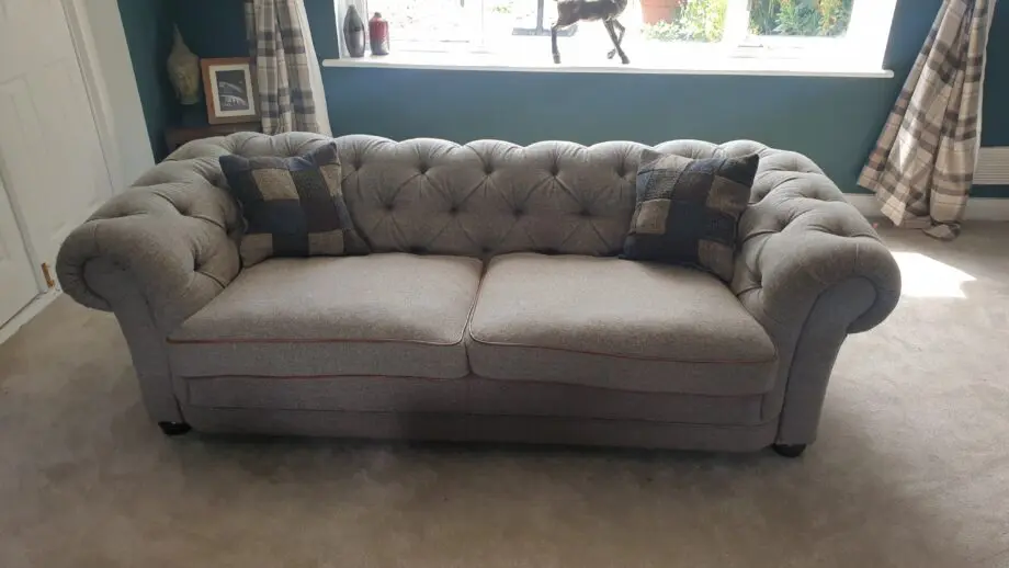 Tetrad Castlebay Sofa Harris Tweed and leather piping. RRP £3344