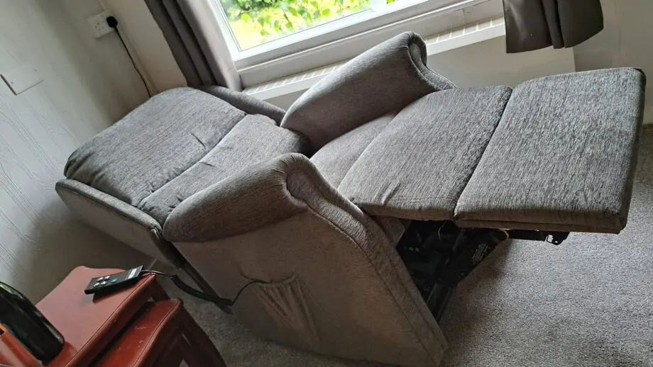 HSL - Burrows Relax Grande Dual Motor Power Rise and Recline Chair in Tate Granite (Grey) with Castors