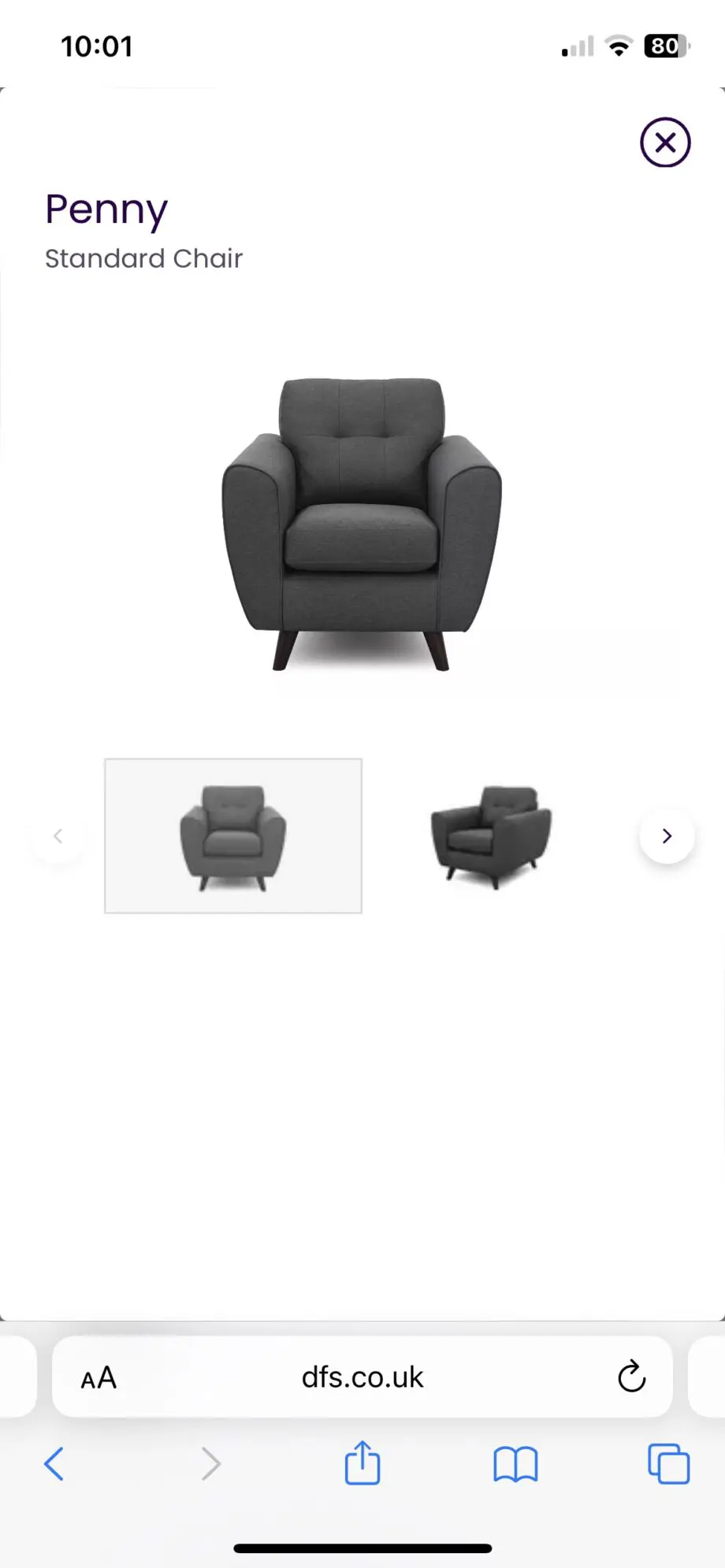 Penny 4 seater lounger and arm chair DFS in charcoal