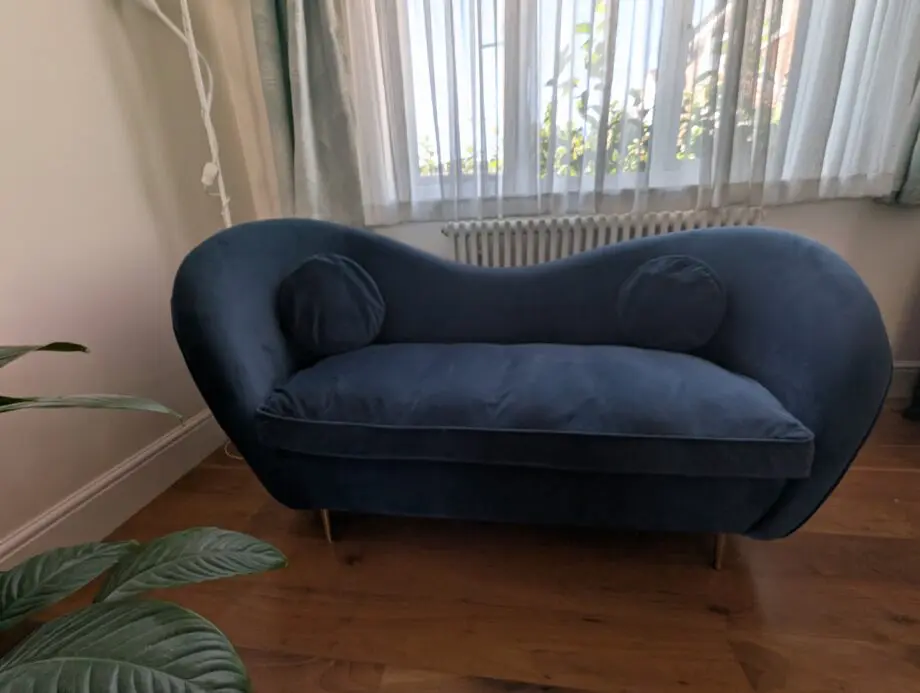 Made.com Sofa Set - Navy Blue Velvet - Kooper 2 Seater Sofa + Giselle 2 Seater Sofa: Good condition, Well maintained