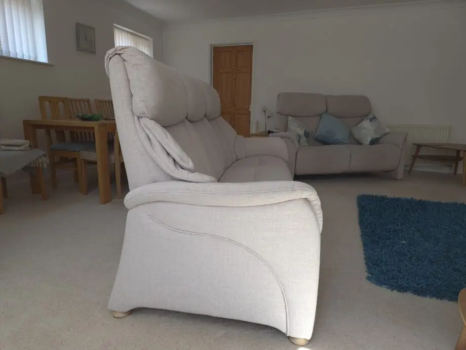Himolla Chester Sofas - quality made in Germany, neutral colour. The 2-seater has 2 individually powered reclining controls