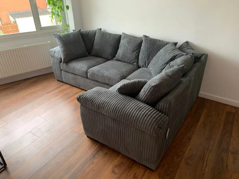 Dillon Dual Arm L-Shape Sofa Grey Cord Fabric