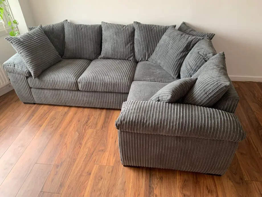 Dillon Dual Arm L-Shape Sofa Grey Cord Fabric