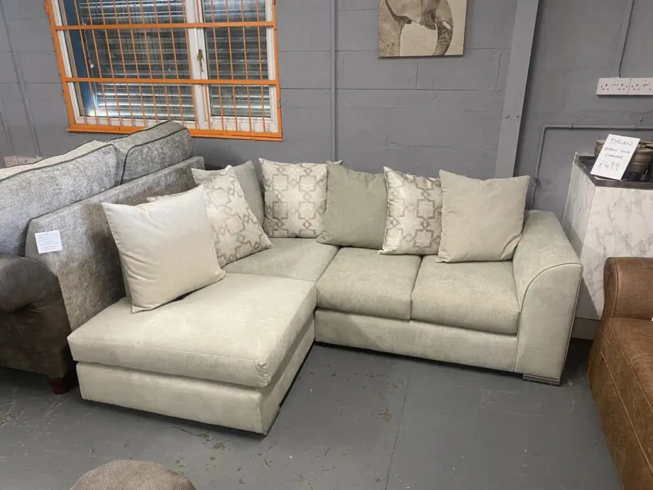 Sofalogy Corner Sofa For Sale + Beige Velvet + - Cash on Arrival